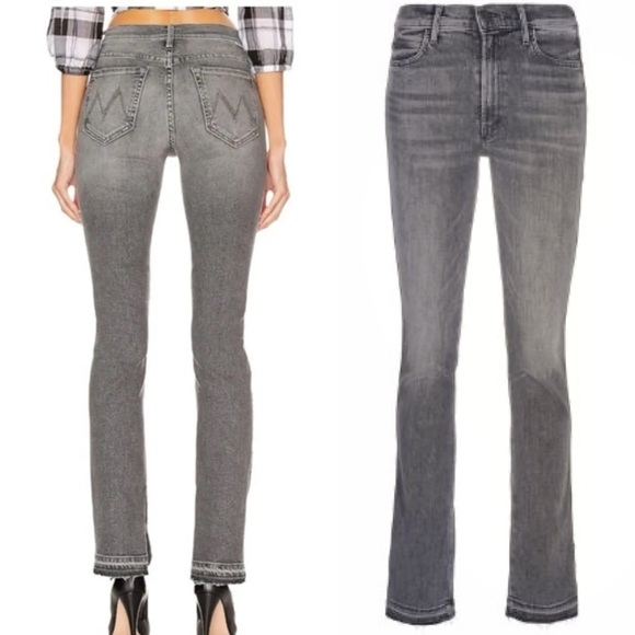 MOTHER The Rascal Slit Undone Hem in Tag You're It Size 24 Grey Slim Bootcut - Picture 6 of 17